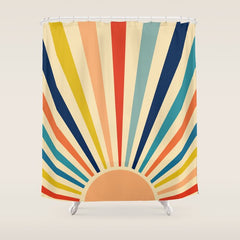 60s retro sun Shower Curtain