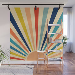 60s retro sun Wall Mural