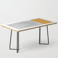 (White Background) Mid Century Modern Minimalist Rothko Inspired Color Field With Lines Geometric Style Coffee Table