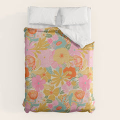 60's Retro Floral Duvet Cover