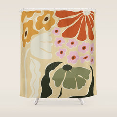 70s tropical fun flower Shower Curtain
