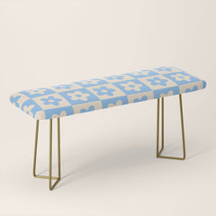 90s flowers checkers cream and blue Bench