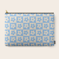 90s flowers checkers cream and blue Carry All Pouch