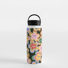 70s Evil Eye Flower Pattern in dark green Water Bottle