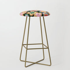70s Evil Eye Flower Pattern in dark green Stool