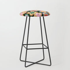 70s Evil Eye Flower Pattern in dark green Stool