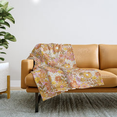 70s Floral Pattern Throw Blanket