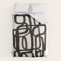 Writing On The Wall' Mid Century Modern Fun Abstract Shapes Duvet Cover