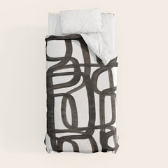 Writing On The Wall' Mid Century Modern Fun Abstract Shapes Duvet Cover