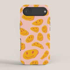 70s retro yellow smile face illustration iPhone Case