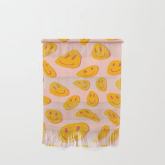 70s retro yellow smile face illustration Wall Hanging