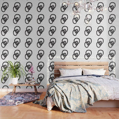And I Op' Minimalist Ink Line Drawing Abstract Black Brush Strokes Modern Funky Maze by Ejaaz Haniff Wallpaper