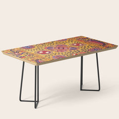 19th Century Uzbekistan Suzani with Gold Background Coffee Table