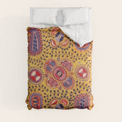 19th Century Uzbekistan Suzani with Gold Background Comforter