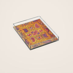 19th Century Uzbekistan Suzani with Gold Background Acrylic Tray