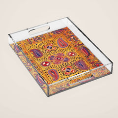 19th Century Uzbekistan Suzani with Gold Background Acrylic Tray