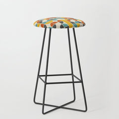 1970s Colors Mid Century Modern Geometric Pattern Stool