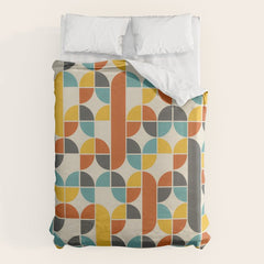 1970s Colors Mid Century Modern Geometric Pattern Duvet Cover