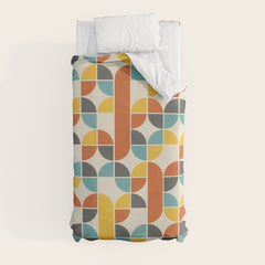 1970s Colors Mid Century Modern Geometric Pattern Duvet Cover