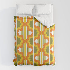 70's Summer' Orange Yellow Green Duvet Cover