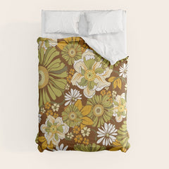 70s Retro Flower Power boho pattern Comforter