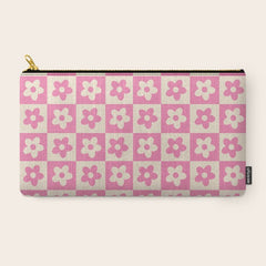 90s checkers flowers cream and pink Carry All Pouch