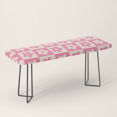 90s checkers flowers cream and pink Bench