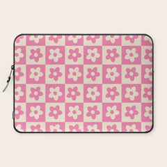 90s checkers flowers cream and pink Laptop Sleeve