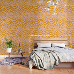 70s retro yellow smile face illustration Wallpaper