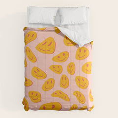 70s retro yellow smile face illustration Comforter