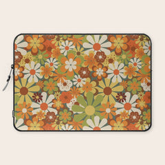 70's Retro Flowers Print Laptop Sleeve