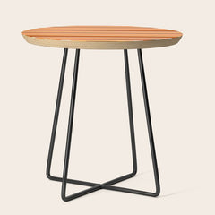 70s Fine Stripes in Retro Orange and Brown Side Table