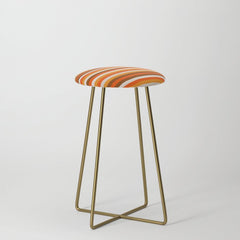 70s Fine Stripes in Retro Orange and Brown Stool