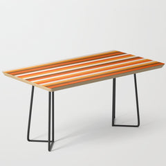 70s Fine Stripes in Retro Orange and Brown Coffee Table