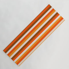 70s Fine Stripes in Retro Orange and Brown Yoga Mat