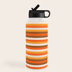 70s Fine Stripes in Retro Orange and Brown Water Bottle