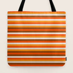 70s Fine Stripes in Retro Orange and Brown Tote Bag