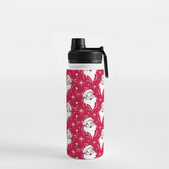 Tis The Season Retro Santa Red White Pattern Water Bottle