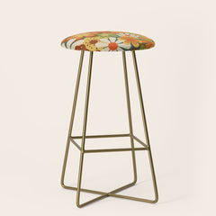 70's Retro Flowers Print Stool