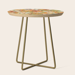 70's Retro Flowers Print Side Table