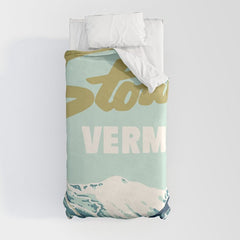 2021 Ski Stowe Vermont Vintage Poster Duvet Cover