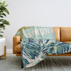 2021 Ski Stowe Vermont Vintage Poster Throw Blanket