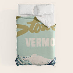 2021 Ski Stowe Vermont Vintage Poster Duvet Cover