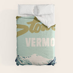 2021 Ski Stowe Vermont Vintage Poster Comforter