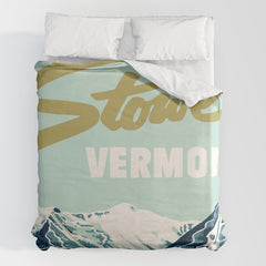 2021 Ski Stowe Vermont Vintage Poster Duvet Cover
