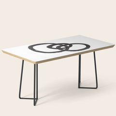 And I Op' Minimalist Ink Line Drawing Abstract Black Brush Strokes Modern Funky Maze by Ejaaz Haniff Coffee Table
