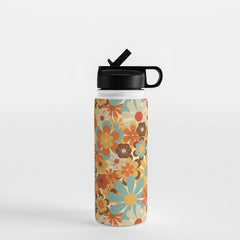 70's Retro Floral Patterned Prints Water Bottle