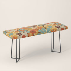 70's Retro Floral Patterned Prints Bench