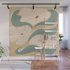 70s big flower botanical land 2 Wall Mural