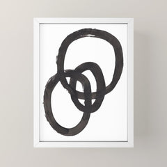 And I Op' Minimalist Ink Line Drawing Abstract Black Brush Strokes Modern Funky Maze by Ejaaz Haniff Mini Art Print
